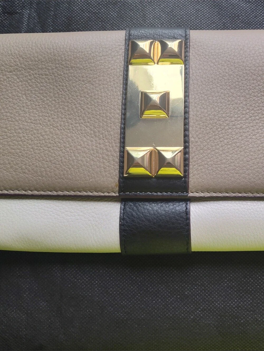 Vince Camuto Leather Clutch Gold Stud Stuff The Bag Back To School Show